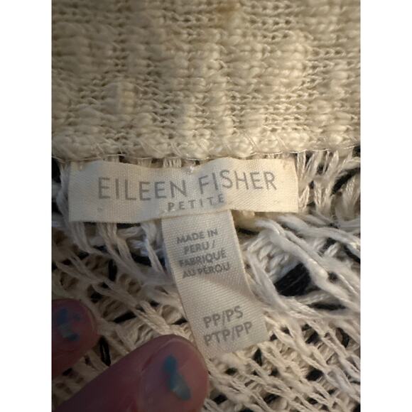 Women PP PS Eileen Fisher Cream Chunky Knit Cardigan Sweater Organic Cotton - Picture 6 of 6